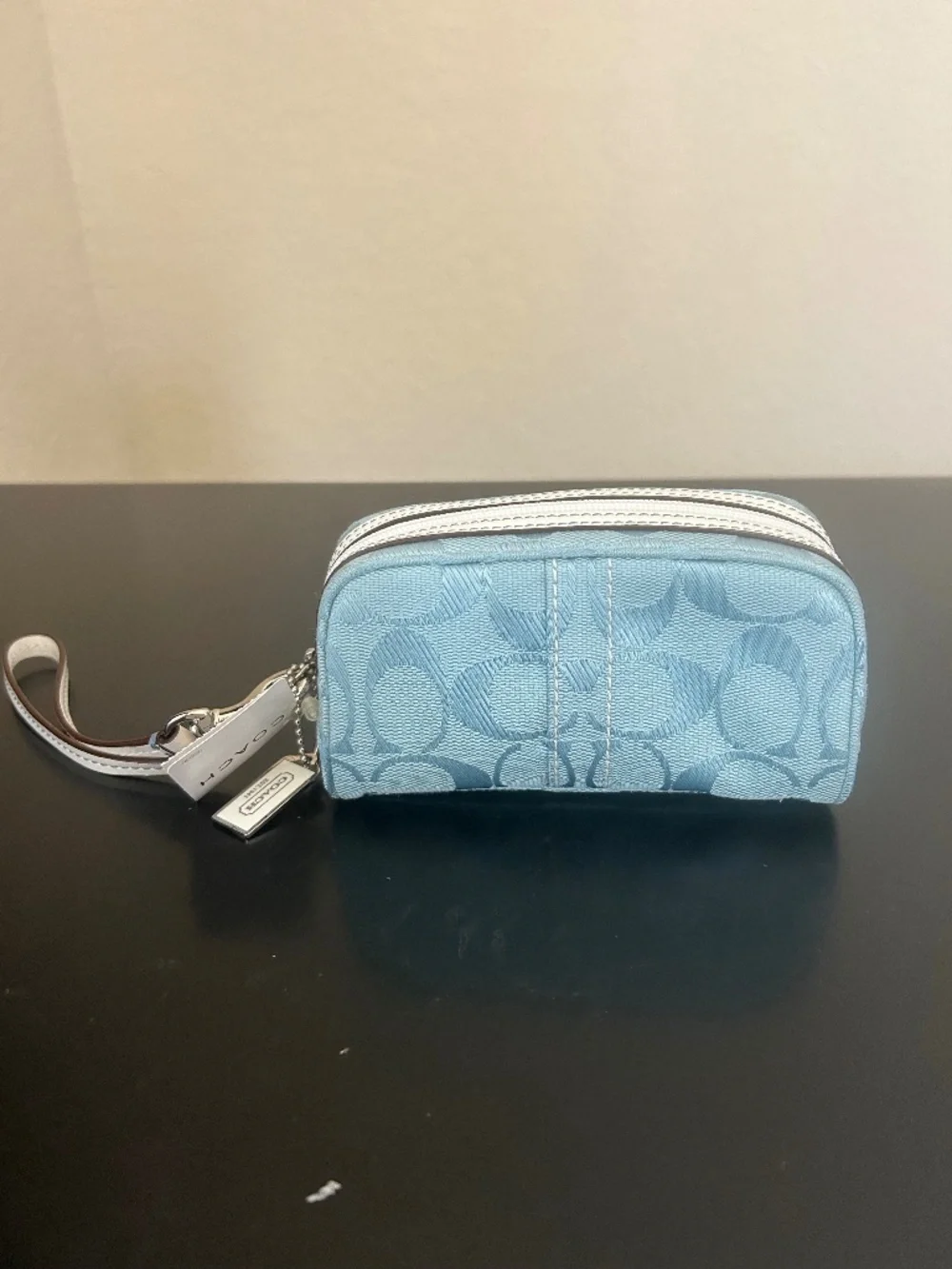 Coach Signature Jacquard Mini Cosmetic Pouch/Wristlet. NWT. Vintage